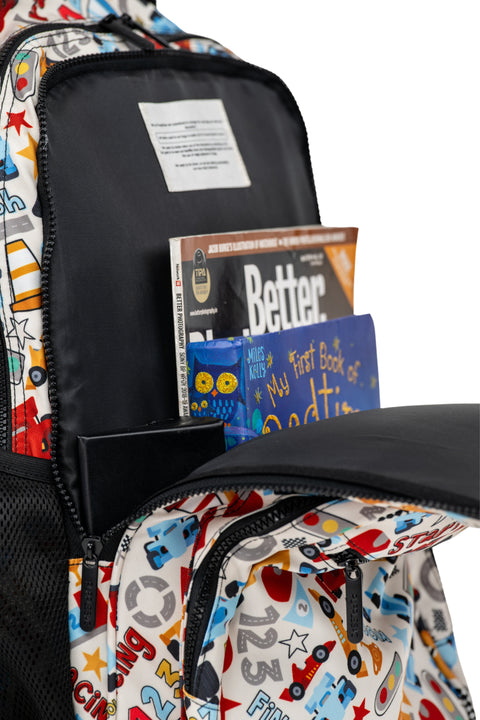 Patterned Trolley Backpack + Matching Lunch Bag