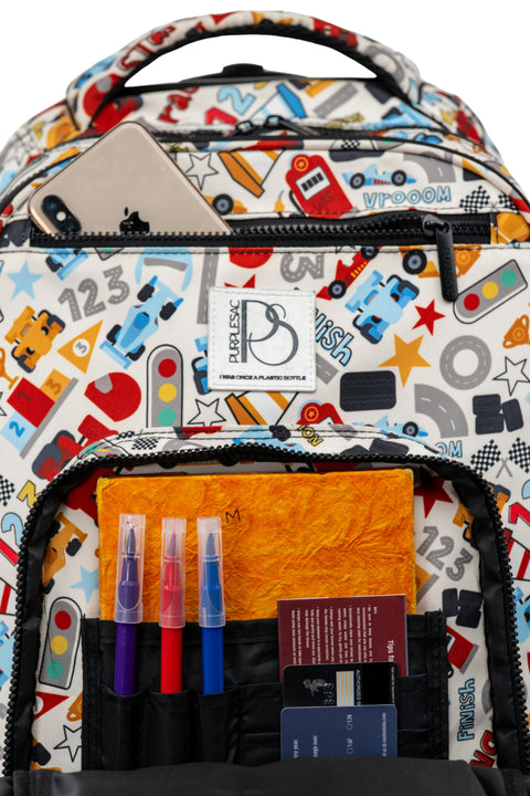 Patterned Trolley Backpack + Matching Lunch Bag