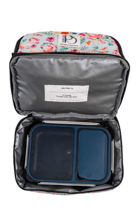 Patterned Trolley Backpack + Matching Lunch Bag