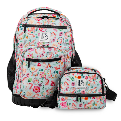 Patterned Trolley Backpack + Matching Lunch Bag